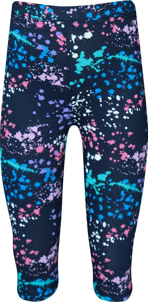 Koyu Lacivert Spray Colors Kız Çocuk Yazlık Desenli Diz Altı Tayt Kapri