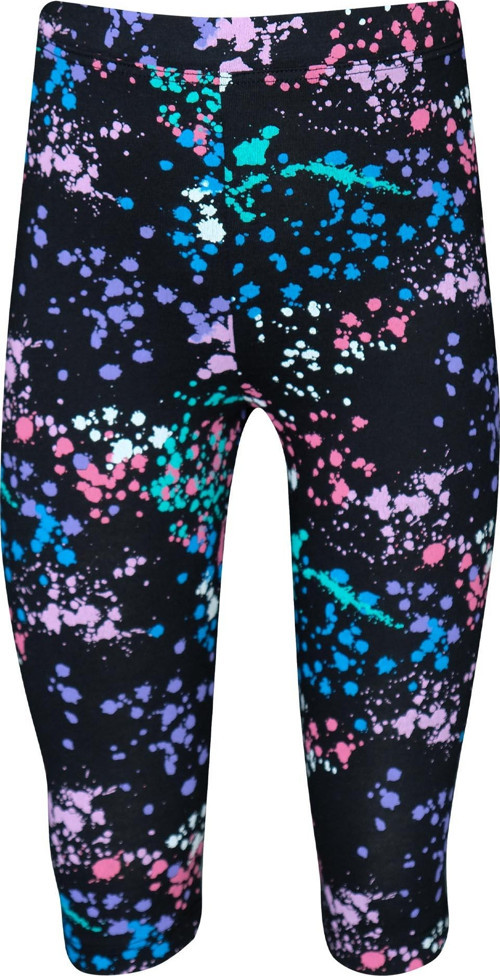 Siyah Spray Colors Kız Çocuk Yazlık Desenli Diz Altı Tayt Kapri