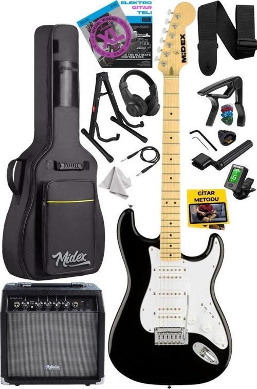 RPH-40WB-35AMP 35W Şarjlı BT Amfili Elektro Gitar Seti HSH Manyetik Maple Klavye