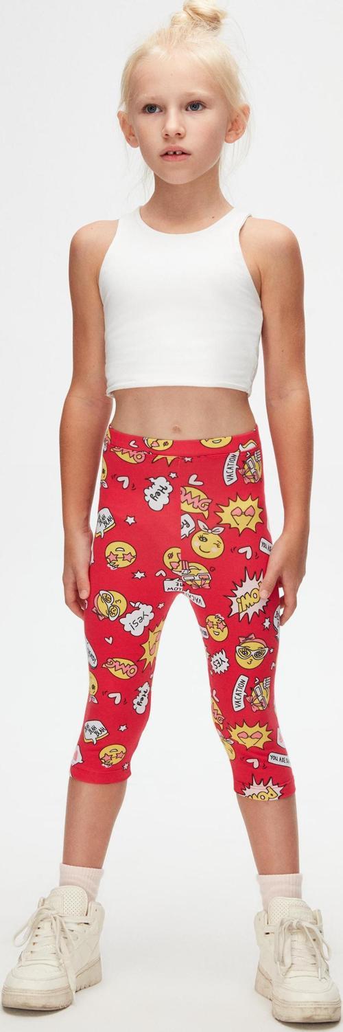So Cool Kız Çocuk Desenli Diz Altı Tayt Kapri