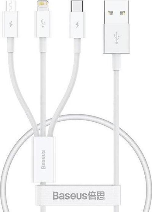 Superior 3in1 Hızlı Şarj Özellikli USB to M+L+C 3.5A Kablo 0.5m.