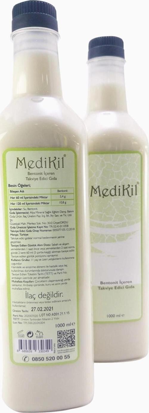 Montmorillonit Mineralli İçilebilir Sıvı Bentonit Kili 2*1000 ml