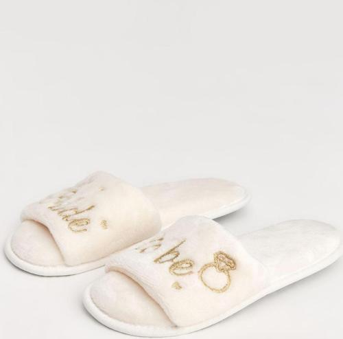 Bride To Be - Yazılı Beyaz Kadın Gelin Terliği