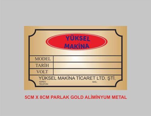 10Adet Aliminyum Metal Etiket Parlak Yüzey , Arka Yüzü Yapışkanlı ,Asansör Etiketi , Makine Etiketi