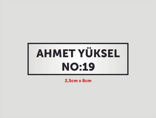 2,5 Cmx8 Cm Kapı İsimliği, Masa, Dolap İsimliği Aliminyum Metal Parlak Arkası Yapışkanlı