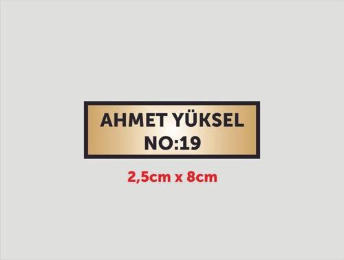2,5Cmx8Cm Kapı İsimliği , Dolap İsimliği ,Aliminyum Metal Numara Arkası Yapışkanlı Gold Renk