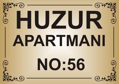 Apartman İsim Tabelası Aliminyum Aynalı Gold Metal Levha