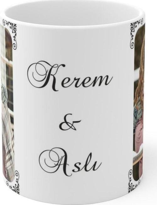 Kişiye Özel 2 Resimli Süslü Köşeli Tasarım Bardak