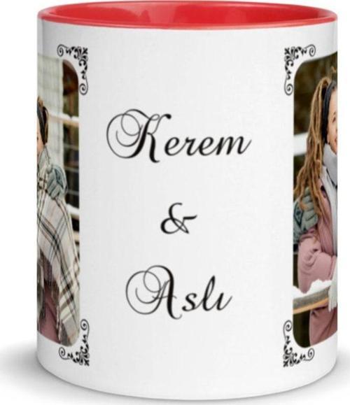 Kişiye Özel 2 Resimli Süslü Köşeli Tasarım Bardak