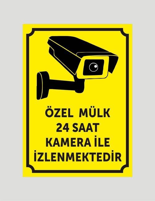 Bu Özel Mülk 24 Saat Kamera Ile Izlenmektedir Uyarı Ikaz Levhası Aliminyum Levha