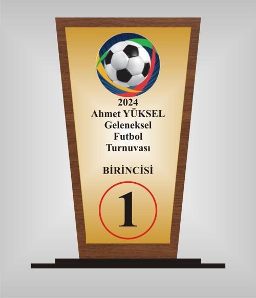 Futbol Turnuvası Plaketi , Ahşap Mdf Gold Levhaya Baskılı  ,Kişiye Özel İsim Baskısı Yapılabilir