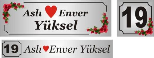 Gümüş Renk Kapı Isimliği, Kapı Numarası, Posta Kutusu, Isimliği ,3Lü Set Aliminyum Levha