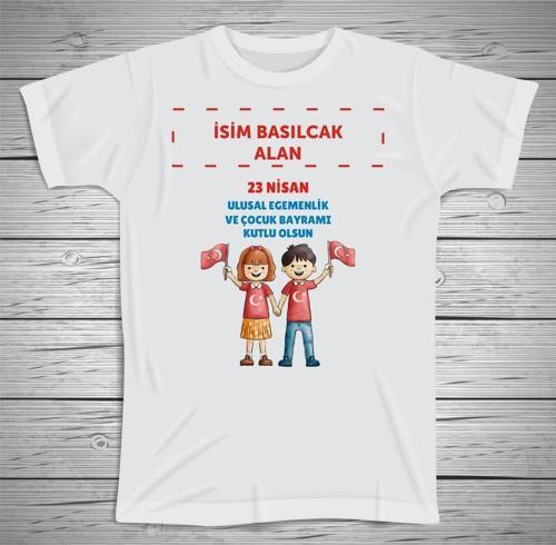 Kişiye Özel Isim Baskılı 23 Nisan Unisex Çocuk Tshirt, 23 Nisan Tshirt, Micro Polyester Terletmez