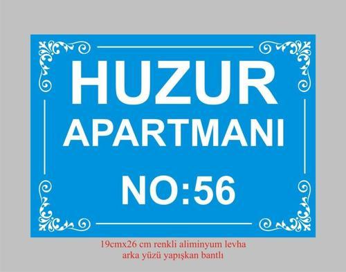 Apartman Kapısı İsimliği ,Mavi Renkli Aliminyum Levha