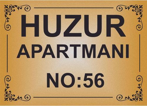 Apartman Kapısı İsimliği ,Simli Gold Renkli Aliminyum Levha