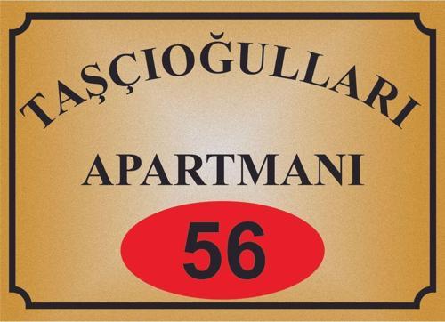 Apartman Kapısı İsimliği ,Simli Gold Renkli Aliminyum Levha