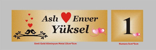 Kişiye Özel Kapı Isimliği , Gold Aliminyum Levha