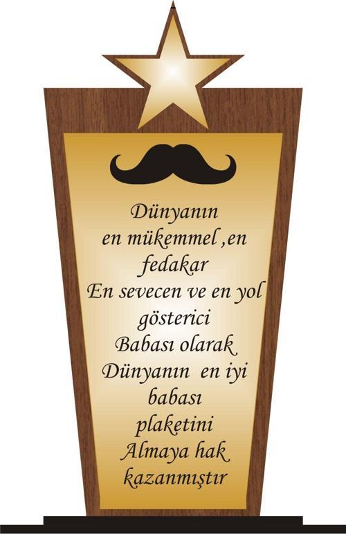 Babalar Günü Plaketi Ahşap Mdf Gold Levhaya Baskılı  ,Kişiye Özel İsim Baskısı Yapılabilir