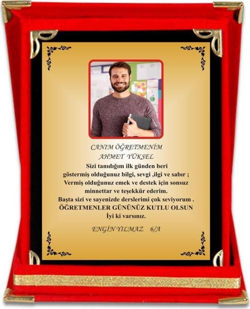 Öğretmen Plaketi ,Öğretmene Resimli Plaket ,Kadife Kutulu Plaket 15*20Cm Ölçüsünde