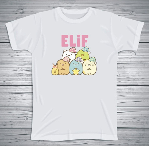 Penguen Karakterli Çocuklara Özel İsim Baskılı Tshirt , Micro Polyester Terletmez Kumaş