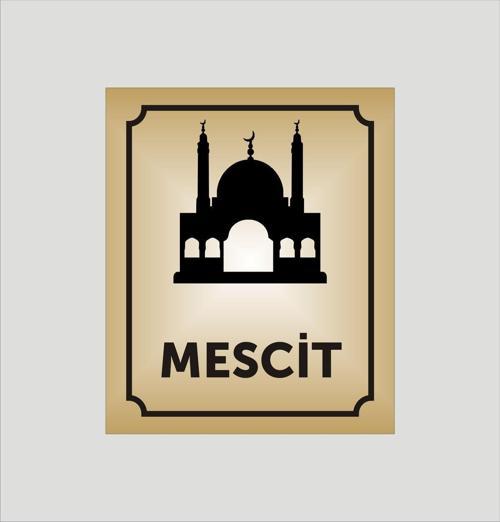 Mescit Yazılı Kapı Levhası 10*12 Cm Alüminyum Gold Levha