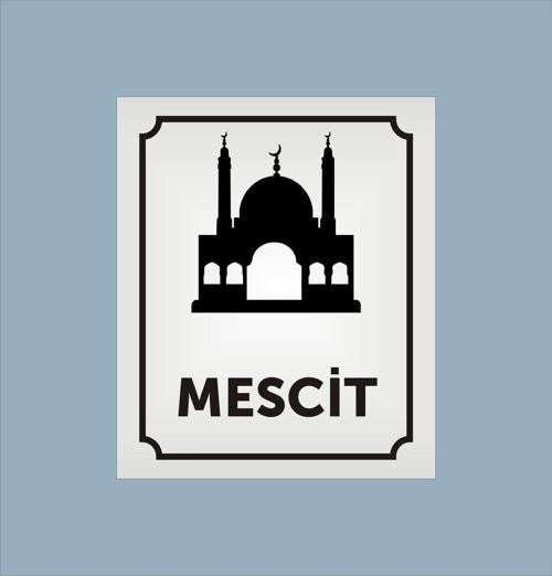 Mescit Yazılı Kapı Levhası 10*12 Cm Alüminyum Parlak Gümüş Levha