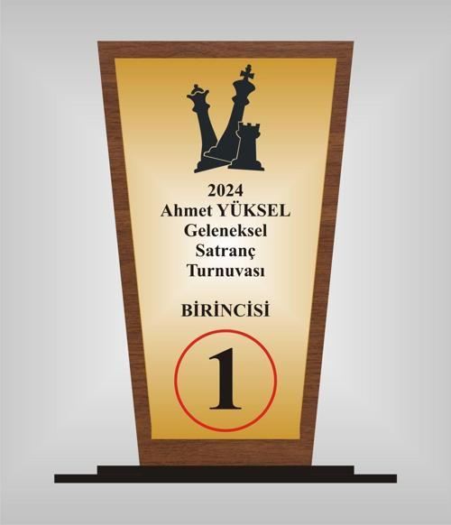 Satranç Turnuvası  Plaketi , Ahşap Mdf Gold Levhaya Baskılı  ,Kişiye Özel İsim Baskısı Yapılabilir