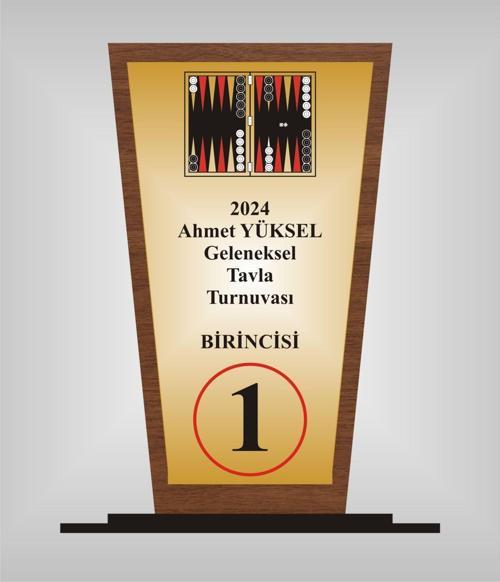 Tavla Turnuvası Plaketi , Ahşap Mdf Gold Levhaya Baskılı  ,Kişiye Özel İsim Baskısı Yapılabilir