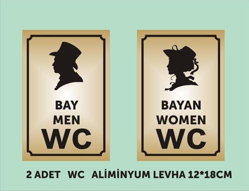 Wc Tuvalet Tabelası Bay+Bayan 12*18 Cm Alüminyum Gold Levha