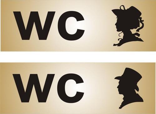 Wc Tuvalet Tabelası Bay+Bayan 15 X 5 Cm Alüminyum Gold Levha