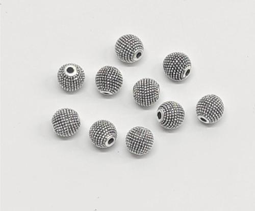8 mm - Küre Kesim - Boş Nokta Desenli Yuvarlak Metal Boncuk
