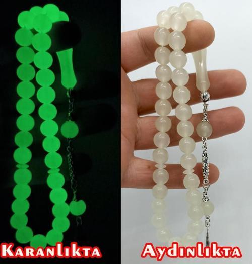 10 Mm Küre Fosforlu Kedi Gözü Tesbih - Kedigözü Tespih