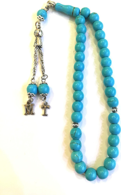 Turkuaz / Firuze Doğaltaş Tesbih - 8 MM Küre Kesim -