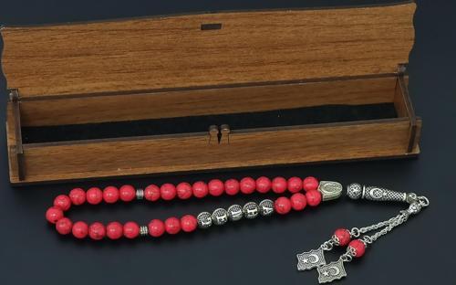 İsimli - İsme Özel - Kişiye Özel Mercan Doğaltaş Tesbih - Tespih