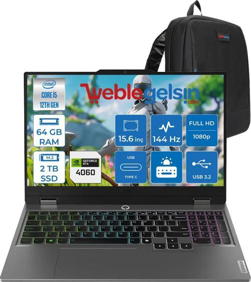 loq 15IAX9 I5 12450HX 64GB DDR5 2TB SSD RTX4060 8GB (105W) 15.6″ FHD Freedos 15.6" IPS FHD 144HZ 883GS007XTRF13