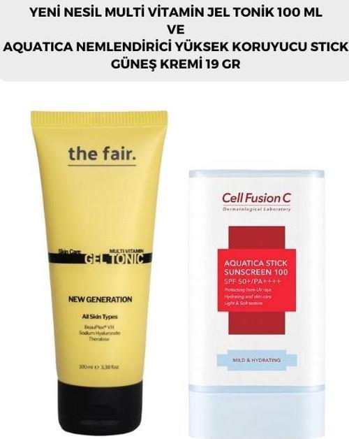 . Multi Vitamin Jel Tonik 100 ml ve Cell Fusion C AQUATICA Stick Güneş Kremi 19 G
