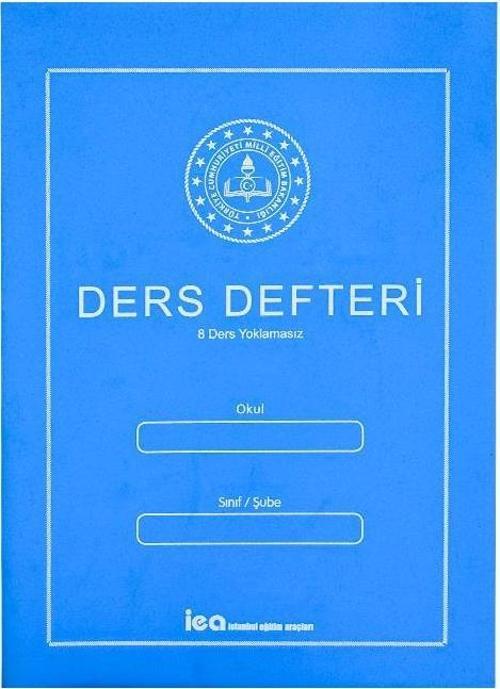 8 Ders Yoklamasız Ders Defteri Mavi Plastik Kapaklı