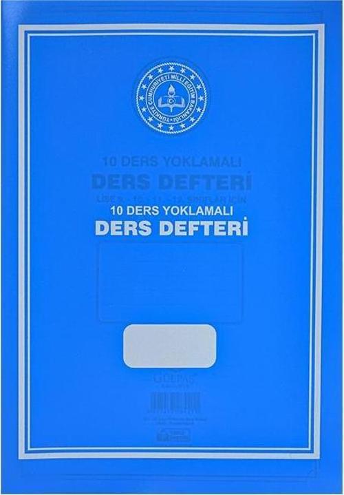 10 Ders Yoklamalı Ders Defteri 28x41 Mavi Plastik Kapak