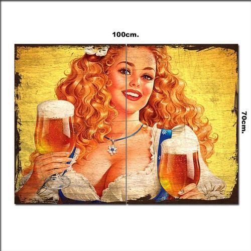 Ahşap Tablo Barmen Kız Tarz 70*100Cm