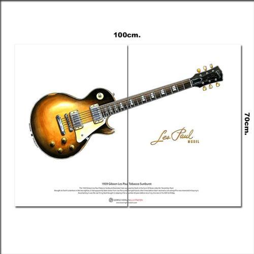 Ahşap Tablo 1959 Gibson Gitar Afiş 70*100Cm