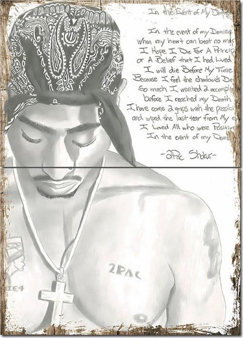 2Pac Afiş Model Ahşap Tablo 70Cmx 100Cm