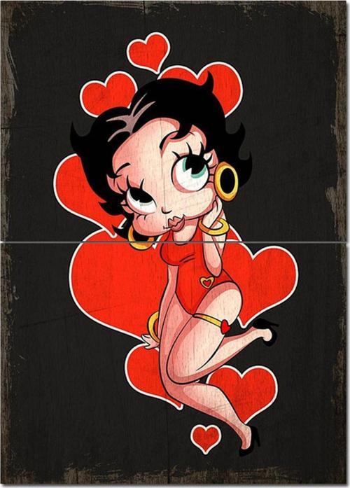 Ahşap Tablo Betty Boop Modern Ahşap Tablo