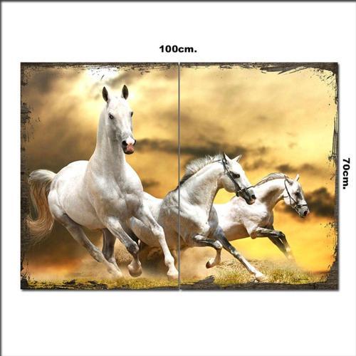 Ahşap Tablo Beyaz Atlar 70*100Cm