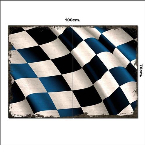 Ahşap Tablo Dalgalı Damalı Bayrak Şekilli 70*100Cm