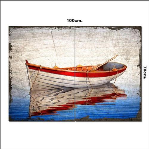 Ahşap Tablo Beyaz Sandal Baskılı 70*100Cm