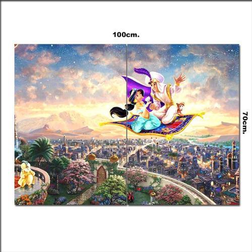 Ahşap Tablo Aladdin Ve Yasemin Uçan Halı 70*100Cm