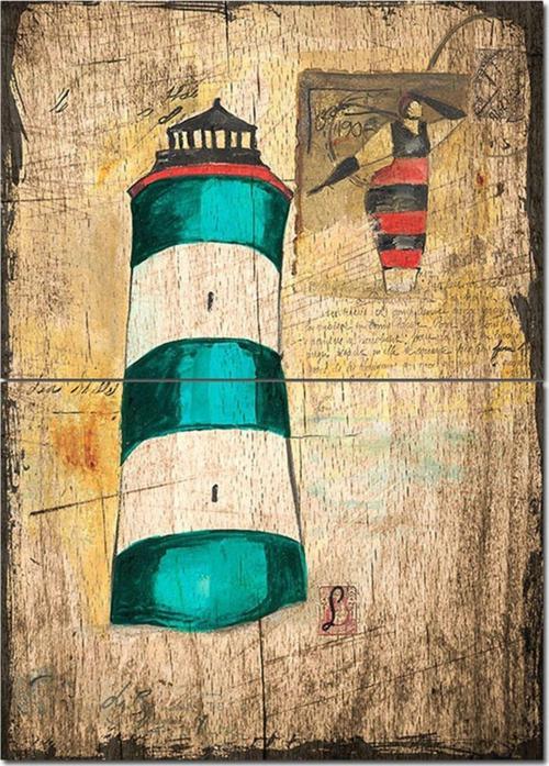 Ahşap Tablo Deniz Feneri Ve Kadın Tasarım Ahşap Tablo