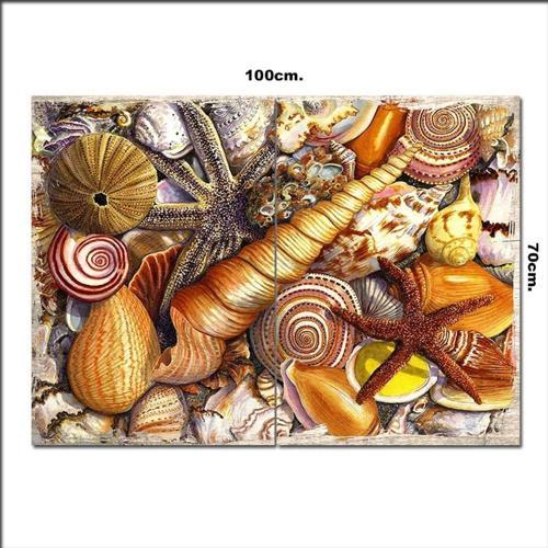 Ahşap Tablo Deniz Kabukları Görseli 70*100Cm