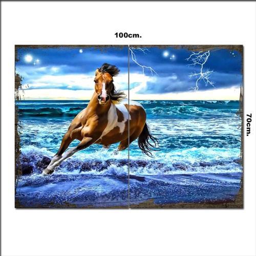Ahşap Tablo Deniz Ve At 70*100Cm