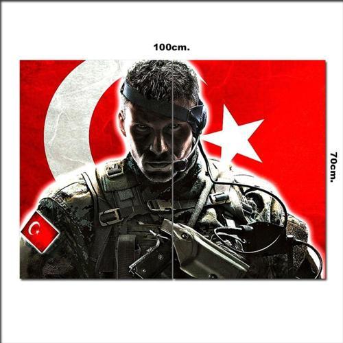 Ahşap Tablo Bordobereli Türk Askeri Görseli 70*100Cm